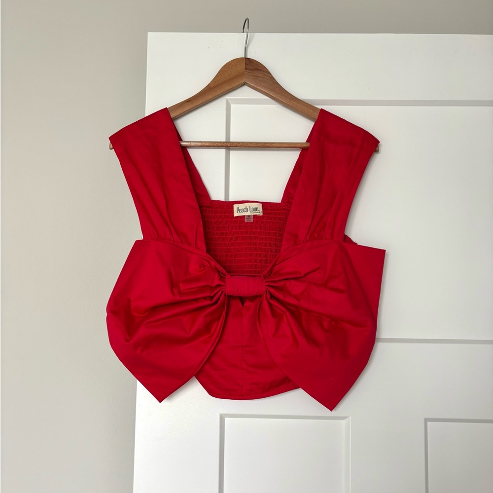 Brand New Liberty Bow Crop Top - Red